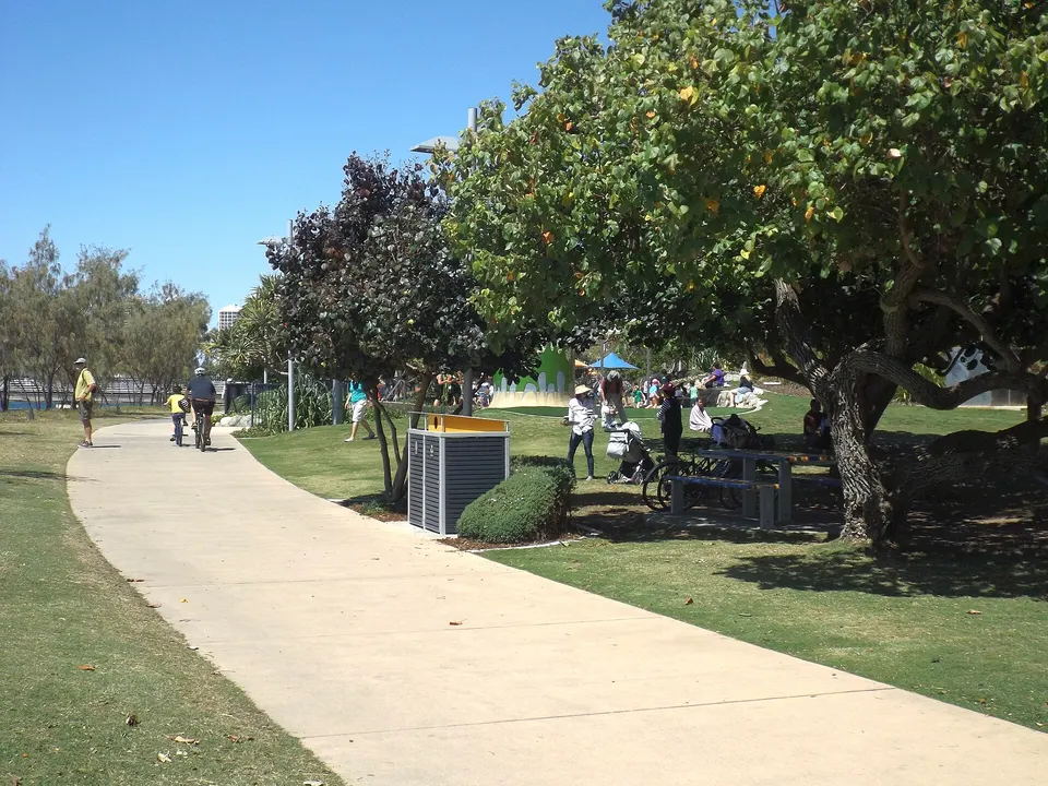walkway through Broadwater Parklands at Southport, Queensland