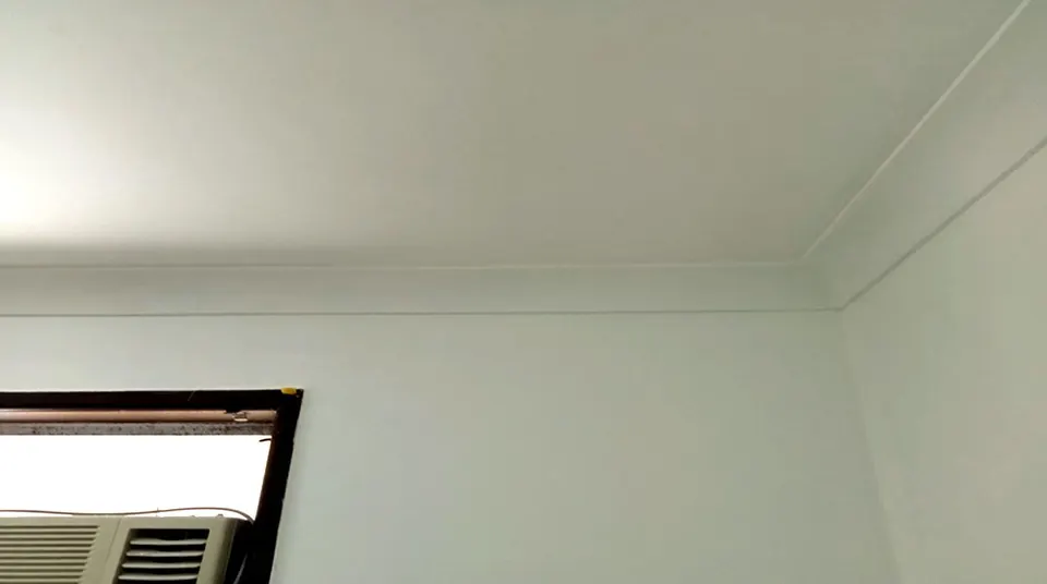 repaired ceiling and cornice finished in white