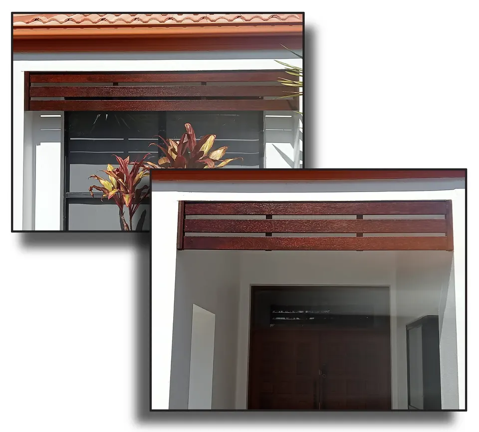 home exterior with new timber slat privacy screens